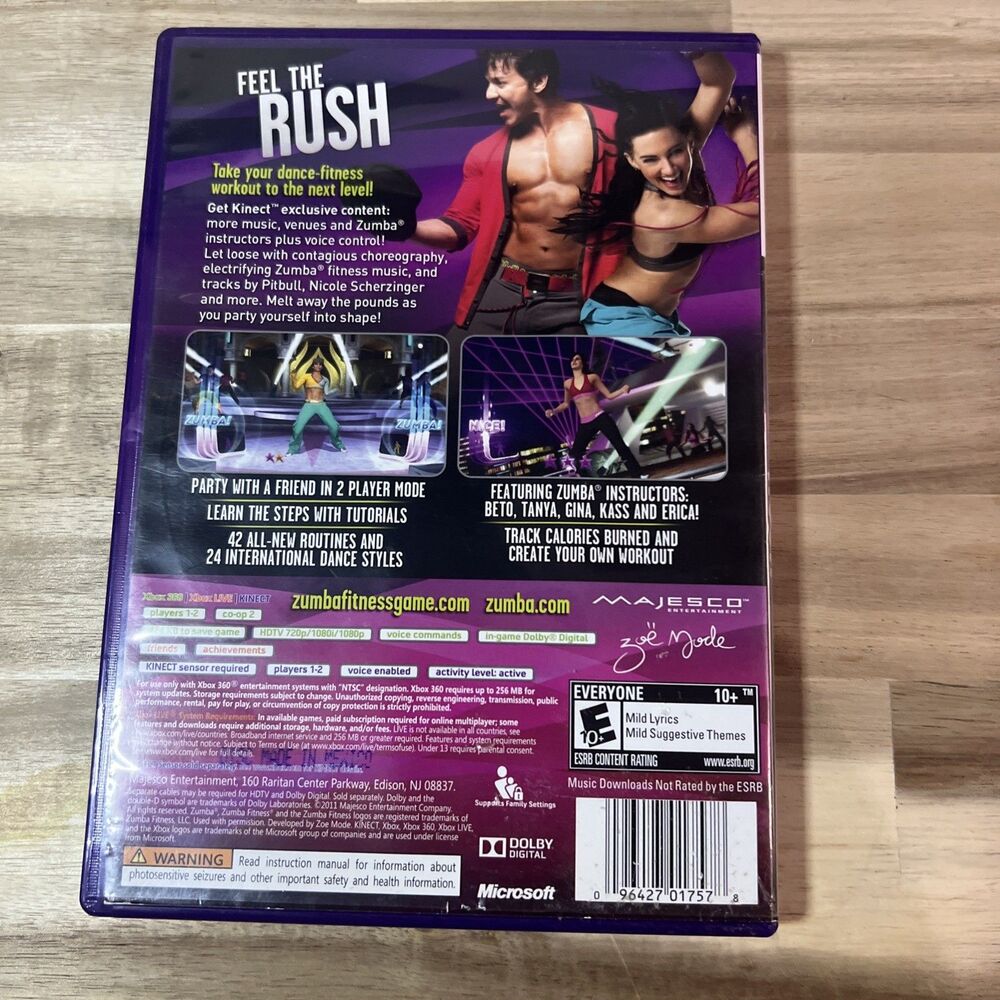 Zumba Fitness Rush Microsoft‎ Xbox 360 CIB Complete Tested Free Shipping - Picture 2 of 3